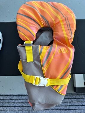 Kids Life Jacket - Orange/Gray with Yellow Straps